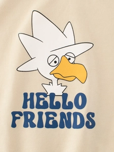 Toddler boys raglan sleeve tee in beige with HELLO FRIENDS cartoon duck print