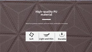 Détail macro du cuir PU marron foncé avec texture géométrique pour portefeuille homme