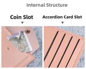 Estructura interna de la billetera rosa con compartimento para monedas y tarjetas