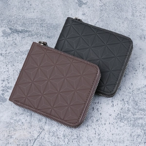Portefeuille à fermeture éclair pour hommes avec motif géométrique noir et marron