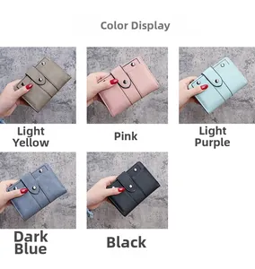 Detailed color display of vintage matte small wallets with studs and snap closure