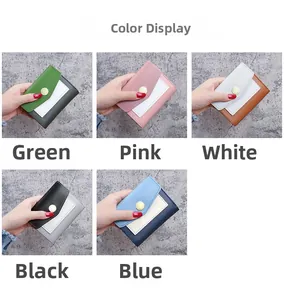 Vue détaillée en grille montrant diverses options de couleur pour portefeuilles en cuir femme