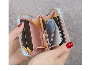 Detail view of the accordion-style interior with multiple card slots and coin pocket