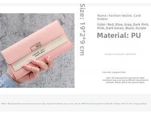 Detailed view of women's long PU leather wallet with internal card slots and coin pocket