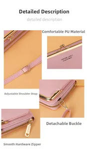 Détail de la texture en cuir PU rose avec quincaillerie dorée et bandoulière réglable