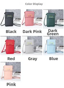 Detailed grid view showcasing seven stylish PU leather touchscreen mobile phone wallets