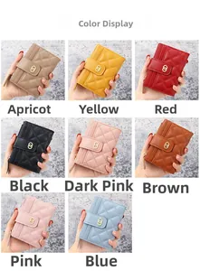 Quilted faux leather mini wallets in eight colors featuring a golden double ring clasp