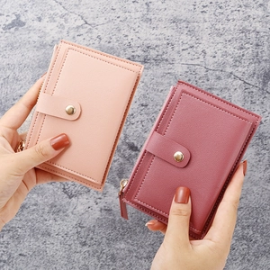 Women Ultra Thin PU Leather Card Holder Wallet Slim Zipper Coin Purse Candy Color Student Bus Bank Card Case Multi Slot Small Wallet