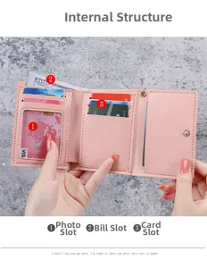 Vue détaillée de l'intérieur du portefeuille avec fentes pour cartes et grand pli