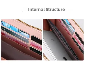 Pink crossbody phone bag with multi-card slots and large internal phone compartment