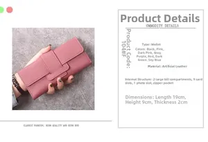 Portefeuille long en similicuir rose montrant les nombreux emplacements pour cartes et poches