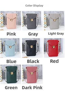 Multiple colors of cross-body PU leather cell phone purses with envelope flaps