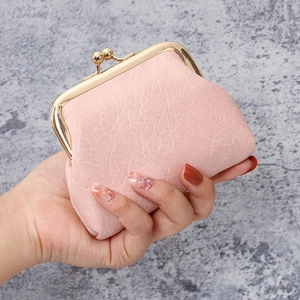 Vintage PU-leren Portemonnee Kiss-lock Sluiting Litchi Textuur Mini Portemonnee Voor Dames Kleine Geldtas Dagelijkse Kaarthouder