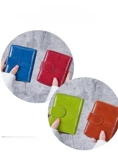 Detailed macro view of retro oil wax leather wallets in multiple vibrant colors