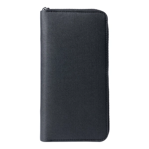 Men's large capacity black canvas zipper wallet with durable woven texture fabric