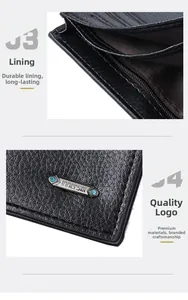 Macro detail of men's leather wallet featuring durable lining and branded metal logo