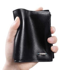 Vertical bifold PU leather wallet for men with textured finish and metal logo
