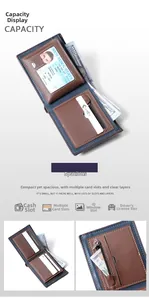Detailed view of men's bifold wallet interior showing card slots and zipper coin pocket