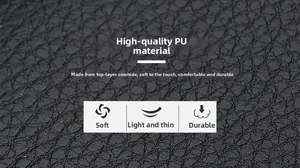 Close-up of premium black lychee pattern PU leather showing soft and durable texture