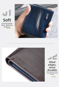Detailed view of leather wallet showing smooth edges and fine vertical texture