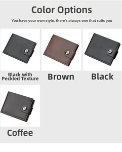 Macro shot of mens short faux leather wallets with button closure in multiple colors