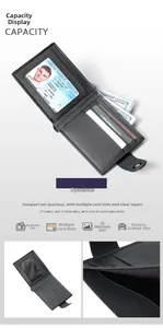Detailed interior of black leather bifold wallet with card slots and bill compartment