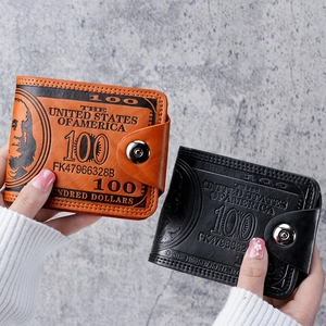 Cartera Corta para Hombre de Negocios Vintage Patrón Creativo de Billete de $100 en Cuir PU con Relieve Tarjetero Plegable con Múltiples Ranuras