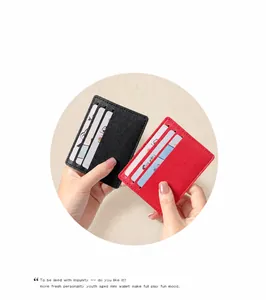 Slim PU leather card holder featuring multiple slots for bank cards and compact design
