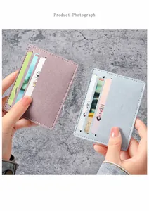 Slim minimalist card holder in pebble leather showing multiple slots and stitching