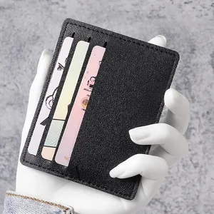 Ultra Thin Minimalist PVC Card Holder Solid Color Lychee Pattern Portable Mini Wallet Wallet For Men And Women Daily Use