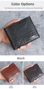 Close-up of checkered texture leather wallets for men in black and brown colors