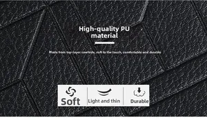 Close-up of black PU leather texture with elegant geometric diamond quilted pattern