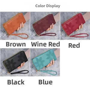 Sélection de portefeuilles longs à double zip avec motifs floraux et dragonnes en cinq coloris