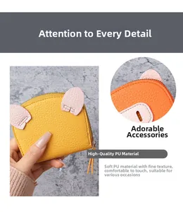 Detailed macro view of high-quality PU leather texture and precise stitching on the coin purse
