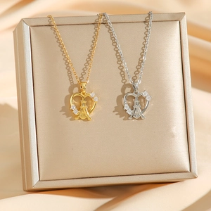 Collier Pendentif Coeur Tour Eiffel En Acier Inoxydable Incrusté De Strass Chaîne De Clavicule Bijoux Pour Femmes
