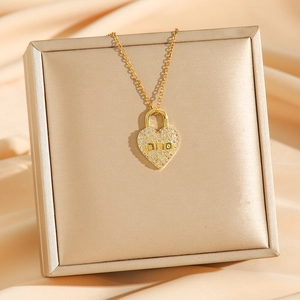 Luxury gold-plated heart pendant necklace with 520 engraving and sparkling zircon inlay