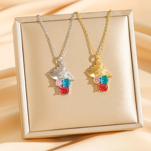 Colliers bonbon en acier titane avec cristaux colorés en finitions or et argent