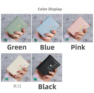 Portefeuilles compacts pour femmes en cinq couleurs avec imprimé fleuri et tulipe