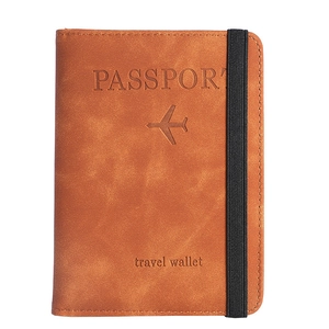 Minimalist PU Leather Passport Holder Travel Wallet With Elastic Band And SIM Card Slots Airplane Design Passport Cover For Unisex