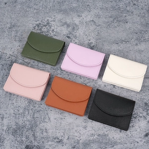 Minimalist small PU leather wallet for women in six colors with a flap design