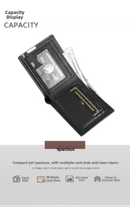Detailed internal view of black bifold wallet with multi-card slots and metal money clip