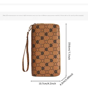 Brown long wallet dimensions: 19.6cm height, 10.7cm width, 4.3cm thickness detail