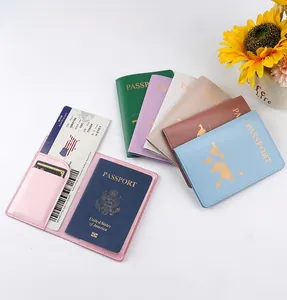 Internal view of multifunctional PU leather passport cover with card slots and travel pockets