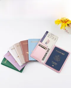Internal layout of pink PU leather passport holder showing slots for cards and boarding passes