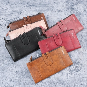 Portefeuilles longs pour femmes en cuir PU de plusieurs couleurs avec boucle horizontale
