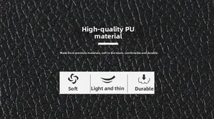 Macro shot of durable black PU leather showing soft lychee texture and fine details