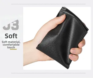 Detail showing the superior softness and flexibility of this black faux leather men's wallet