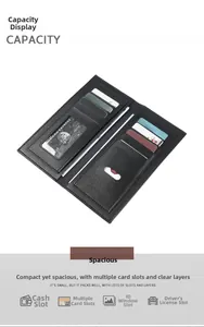 Detailansicht der Innenfächer dieser schmalen Lederbrieftasche für Herren mit Kartenfächern