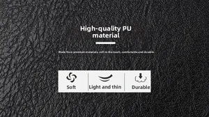 Makro-Detail der weichen schwarzen PU-Ledertextur, die das robuste, dünne Material zeigt