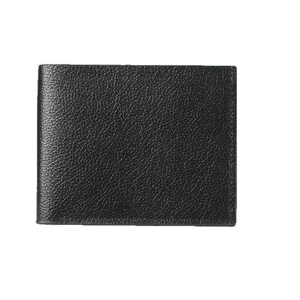 Classic black bifold men wallet with premium lychee grain texture on white background